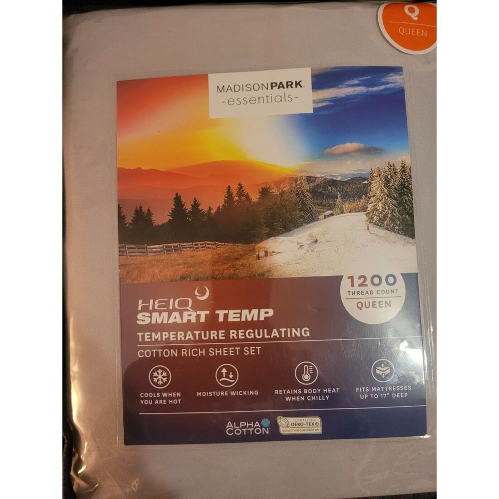 HEIQ Smart Temp Ultimate Performance Alpha Cotton 4 pc‎ QUEEN Set ~  GREY